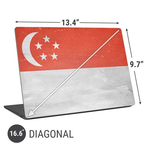 Singapore Flag Distressed Universal Laptop 16.6in (13.4 x 9.7in) Skin